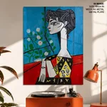 Jacqueline with flowers by Pablo Picasso (1954)