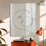 Boho line drawing moon