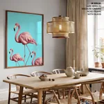 Three pink flamingo