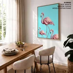 Three pink flamingo