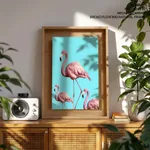 Three pink flamingo