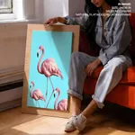 Three pink flamingo