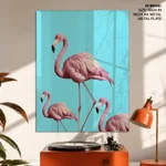 Three pink flamingo