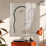 Colorful abstract line drawing face