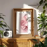 Circle rose pink abstract botanical