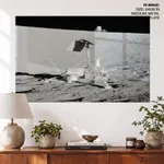 This unusual view shows two NASA spacecrafts on the surface of the moon