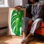Watercolour green monstera leaf