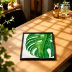 Watercolour green monstera leaf