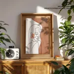 Abstract line drawing minimalist face