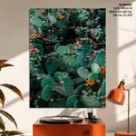 Watercolour cactus with orange flowers