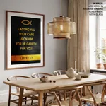 Casting all your care upon him - 1 Peter 5:7, Bible verse, Framed wall art