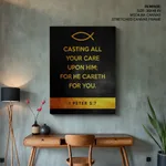 Casting all your care upon him - 1 Peter 5:7, Bible verse, Framed wall art