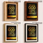 For with god nothing shall be impossible - Luke 1:37, Bible verse, Framed wall art