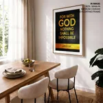 For with god nothing shall be impossible - Luke 1:37, Bible verse, Framed wall art