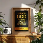 For with god nothing shall be impossible - Luke 1:37, Bible verse, Framed wall art