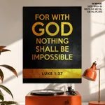 For with god nothing shall be impossible - Luke 1:37, Bible verse, Framed wall art