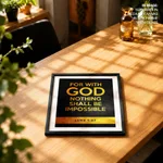 For with god nothing shall be impossible - Luke 1:37, Bible verse, Framed wall art