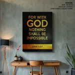 For with god nothing shall be impossible - Luke 1:37, Bible verse, Framed wall art