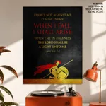 When I fall, I shall arise - Micah 7:8, Bible verse, Framed wall art