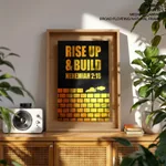 Rise up and build - Nehemiah 2:18, Bible verse, Framed wall art