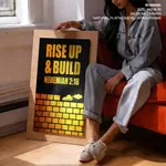 Rise up and build - Nehemiah 2:18, Bible verse, Framed wall art