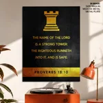 The name of the lord is a strong tower - Proverbs 18:10, Bible verse, Framed wall art