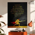 Blessed by the lord Psalm 144:1, Bible verse, Framed wall art