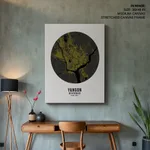 Circle poster yellow map of Yangon