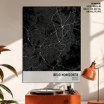 Strip below poster black map of Belo Horizonte