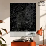 Strip below poster black map of Indore