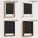 Strip below poster black map of Jakarta