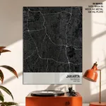 Strip below poster black map of Jakarta