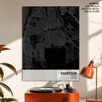 Strip below poster black map of Khartoum