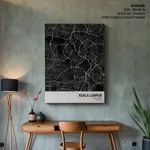 Strip below poster black map of Kuala Lumpur
