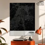 Strip below poster black map of Lahore