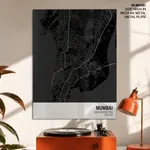 Strip below poster black map of Mumbai