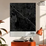 Strip below poster black map of Noida
