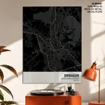 Strip below poster black map of Srinagar