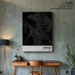 Strip below poster black map of Srinagar