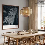Strip below poster blue map of Bogota