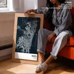 Strip below poster blue map of Bogota