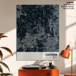 Strip below poster blue map of Contagem