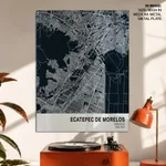 Strip below poster blue map of Ecatepec De Morelos