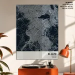 Strip below poster blue map of El Alto