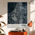 Strip below poster blue map of Faridabad