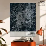 Strip below poster blue map of Indore
