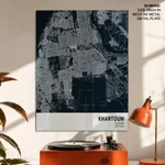 Strip below poster blue map of Khartoum