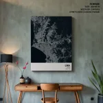 Strip below poster blue map of Lima