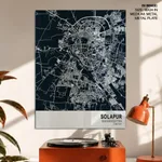 Strip below poster blue map of Solapur