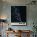 Strip below poster blue map of The Gold Coast